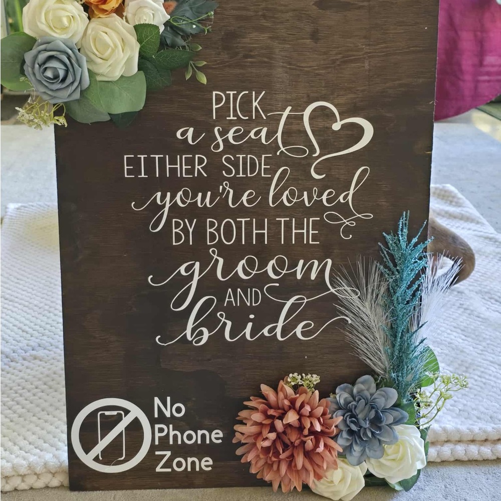 Wedding Sign with Floral Accents